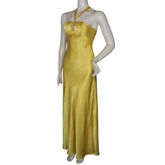 GUNNE SAX/JESSICA MCCLINTOCK Gown, 1, Yellow, Strappy, Bejeweled Centerpiece - Picture 4 of 15